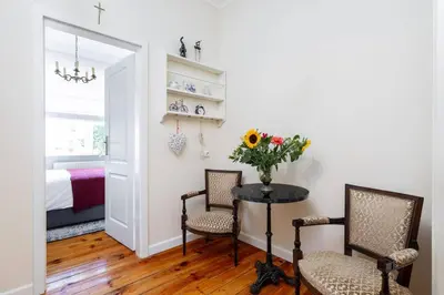 Łóżko lub łóżka w pokoju w obiekcie Ruby Apartment Powisle