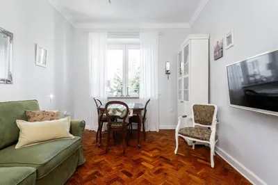 Telewizja i/lub zestaw kina domowego w obiekcie Ruby Apartment Powisle