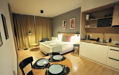 Kuchnia lub aneks kuchenny w obiekcie BK Aparthotel Praga - National Stadium - Comfortable Apartment for 4 people