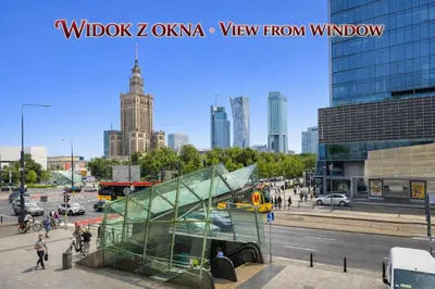 Widok na miasto Warszawa z tego apartamentu