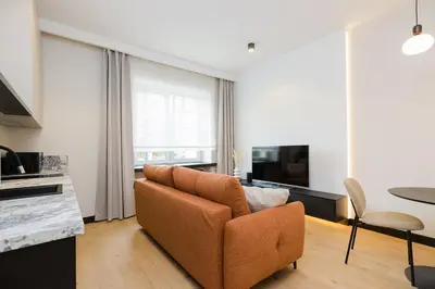 Telewizja i/lub zestaw kina domowego w obiekcie Warsaw Central View Apartment