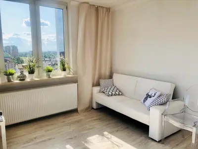 Część wypoczynkowa w obiekcie 40 m2 Apartament City Centrum- 1km od Dworca Centralnego- Piękny Widok na Warszawę- Nowo grodzka