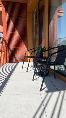 Balkon lub taras w obiekcie Apartament Rytm - Metro Kabaty