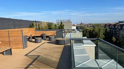 Balkon lub taras w obiekcie Apartament Rytm - Metro Kabaty