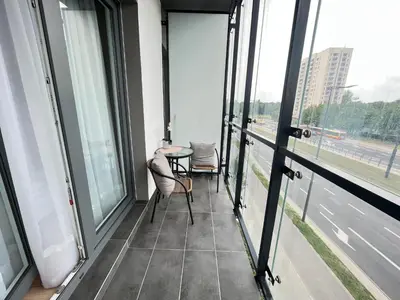 Balkon lub taras w obiekcie Kasprzaka 31 By Perfect Apart 231 Garaż