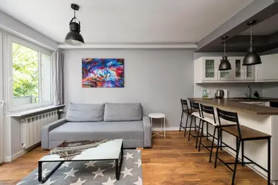 Kuchnia lub aneks kuchenny w obiekcie Solec Powiśle Pleasant Apartment by BookingHost