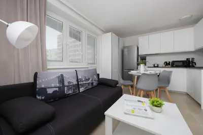 Kuchnia lub aneks kuchenny w obiekcie Central Warsaw Apartments near the Palace of Culture and Science by Noclegi Renters