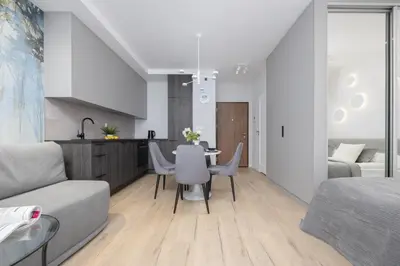 Część wypoczynkowa w obiekcie Wyjątkowe Studia w Warszawie by Noclegi Renters