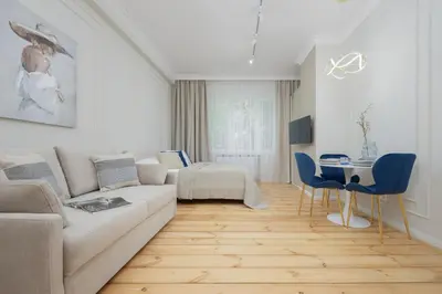 Część wypoczynkowa w obiekcie Elegant Apartments Grójecka in Warsaw by Noclegi Renters