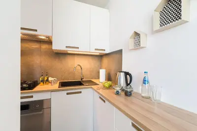 Kuchnia lub aneks kuchenny w obiekcie Cosy Studio in the centre of Warsaw by Noclegi Renters