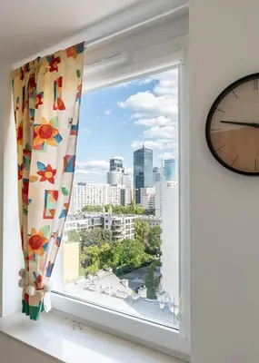 Widok na miasto Warszawa z tego apartamentu