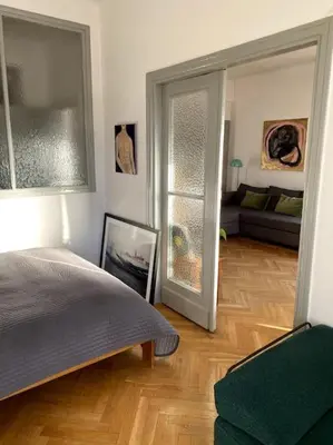 Łóżko lub łóżka w pokoju w obiekcie mieszkanie z duszą w najlepszej lokalizacji