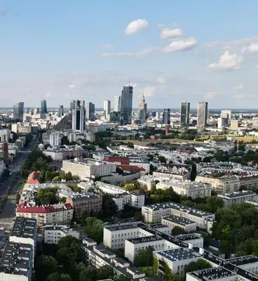 Widok na miasto Warszawa z tego apartamentu