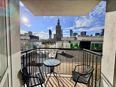 Balkon lub taras w obiekcie OhMyHome-Złota View Apartment