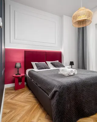 Łóżko lub łóżka w pokoju w obiekcie Kasprzaka 29 By Perfect Apart 1120 Free Garage