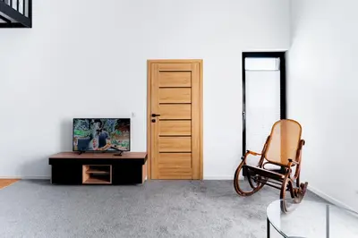 Telewizja i/lub zestaw kina domowego w obiekcie Modern apartment with sauna