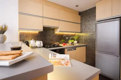 Kuchnia lub aneks kuchenny w obiekcie BelApart 2-bedroom Downtown Apartament, 1 km to Central Station, Metro with Air-conditioning