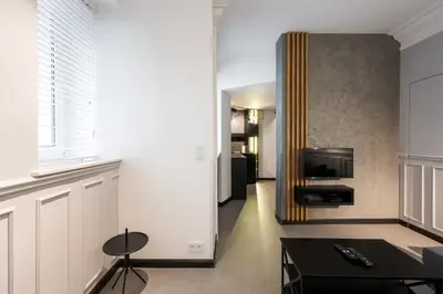 Telewizja i/lub zestaw kina domowego w obiekcie Powiśle Riverside Haven Apartment by BookingHost
