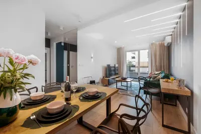 Część wypoczynkowa w obiekcie Luxurious Apartment Warsaw Mokotow