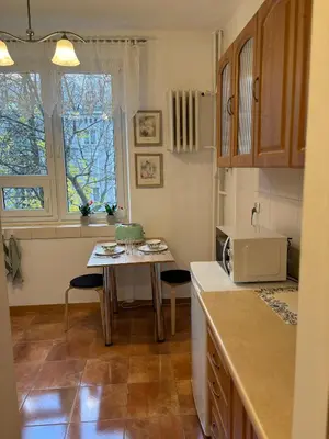 Kuchnia lub aneks kuchenny w obiekcie Klimatyczny apartament na Bielanach przy metrze
