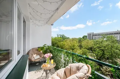 Balkon lub taras w obiekcie Pulawska Residence Mokotów 2-bedroom & living room, balcony & free parking on site