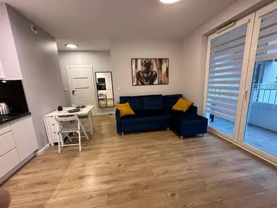Część wypoczynkowa w obiekcie Cozy apartment near the airport and business center MOKOTÓW