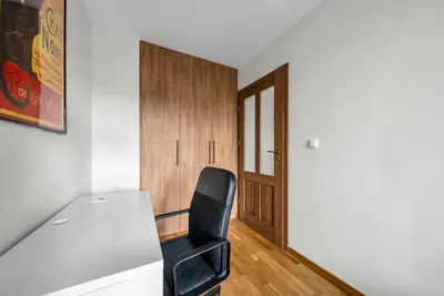 Łóżko lub łóżka w pokoju w obiekcie Koźmiana Apartment - Workspace, Bus&Park nearby - by Rentujemy