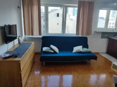 Telewizja i/lub zestaw kina domowego w obiekcie Żelazna Center Apartment