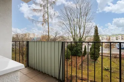 Balkon lub taras w obiekcie Bielany Homely Apartment by BookingHost