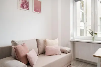 Część wypoczynkowa w obiekcie Tamka Powiśle Pink Studio by BookingHost