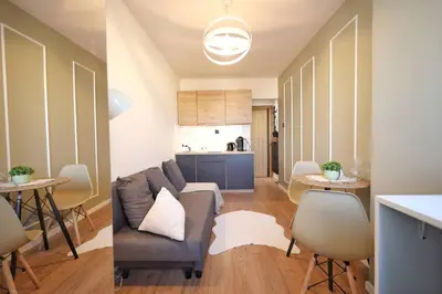 Część wypoczynkowa w obiekcie Studio obok metra! Apartmenty Natural