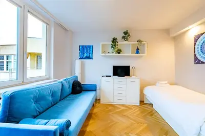 Telewizja i/lub zestaw kina domowego w obiekcie Blue Haven Apartment City Center