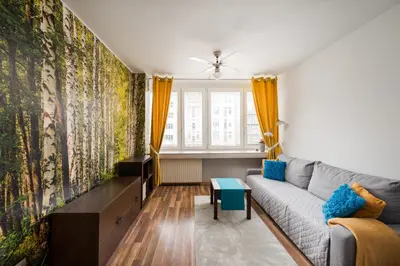 Część wypoczynkowa w obiekcie Stay with Friends in Warsaw Apartment by BookingHost