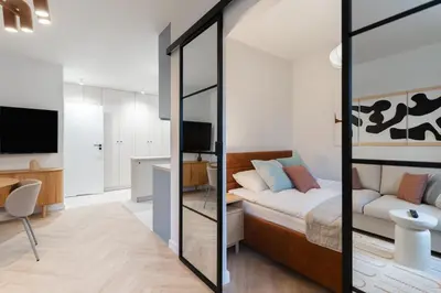 Telewizja i/lub zestaw kina domowego w obiekcie Warsaw Concierge Waszyngton II