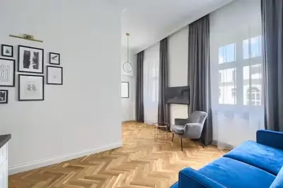 Część wypoczynkowa w obiekcie Apartament na Koszykowej w perełce architektonicznej