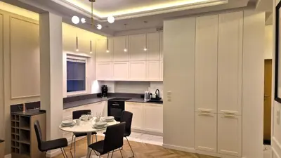 Kuchnia lub aneks kuchenny w obiekcie Apt Ligocka Premium - Apartamenty Wypoczynkowe