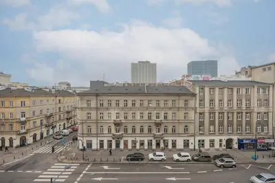 Widok na miasto Warszawa z tego apartamentu