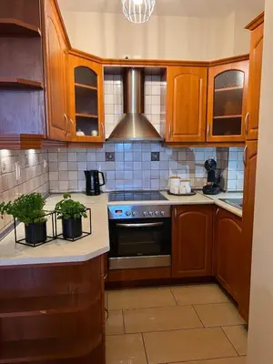 Kuchnia lub aneks kuchenny w obiekcie Uroczy Apartament z widokiem na centrum i darmowym parkinigiem