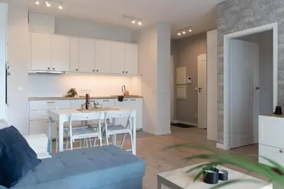 Kuchnia lub aneks kuchenny w obiekcie Stylowy Apartament przy Metrze, przy Centrum Onkologii