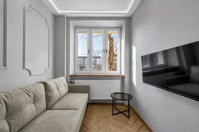 Część wypoczynkowa w obiekcie Stylish Wola Apartment - 30m2, Trams Nearby - by Rentujemy