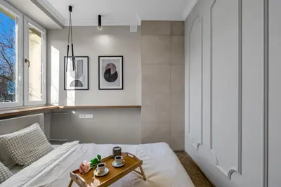 Łóżko lub łóżka w pokoju w obiekcie Stylish Wola Apartment - 30m2, Trams Nearby - by Rentujemy