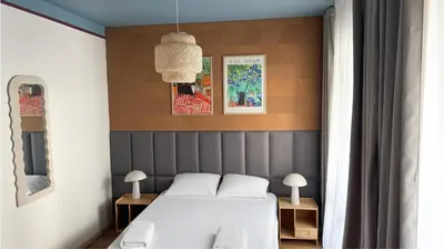 Łóżko lub łóżka w pokoju w obiekcie Plum Studio with terrace #self check-in