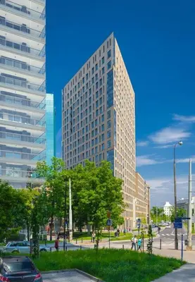 Widok na miasto Warszawa z tego apartamentu