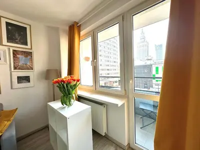 Plan piętra w obiekcie OhMyHome Panorama Apartament w Centrum Warszawy z widokiem na Pałac Kultury