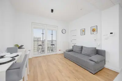 Część wypoczynkowa w obiekcie Apartment Kasprzaka near Metro Płocka with AC by Noclegi Renters