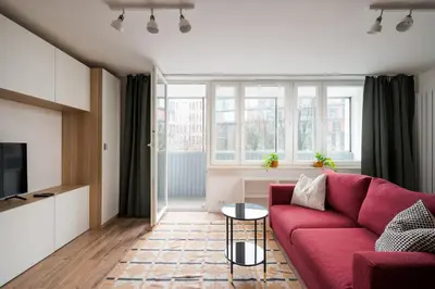 Część wypoczynkowa w obiekcie Warszawa Wileńska Deluxe Studio by BookingHost