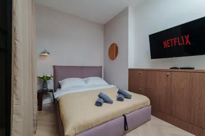 Łóżko lub łóżka w pokoju w obiekcie Czackiego 19 - studio - Better Rental