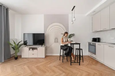 Kuchnia lub aneks kuchenny w obiekcie Towarowa Square & Parking by Downtown Apartments