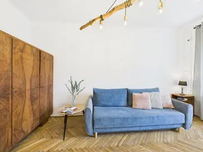 Część wypoczynkowa w obiekcie Cosy Studio Kasprowicza in Warsaw by Noclegi Renters