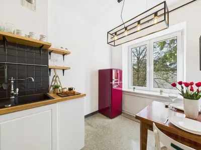 Kuchnia lub aneks kuchenny w obiekcie Cosy Studio Kasprowicza in Warsaw by Noclegi Renters